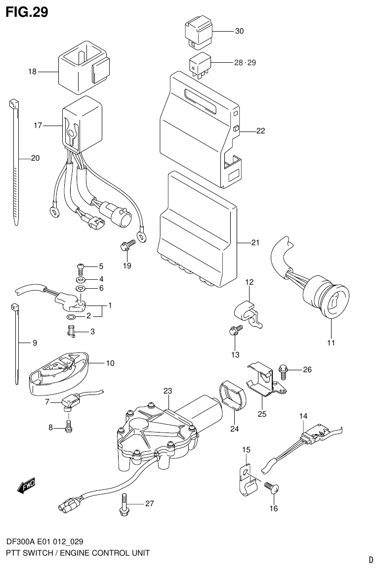 Suzuki DF300AP PTT SWITCH / ENGINE CONTROL UNIT parts diagram